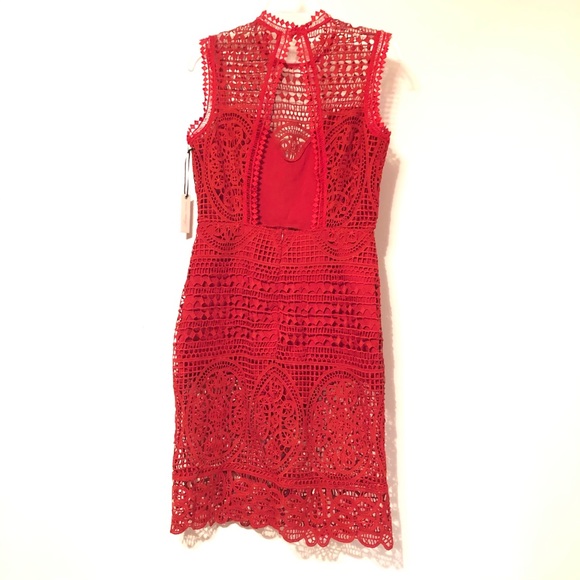 Lovers + Friends Blush Crochet Shift Dress, Red, Women's Medium NWT - Picture 4 of 15
